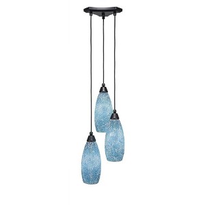 Toltec Lighting Europa 3 - Light Pendant in  Matte Black with 5.5" Turquoise Fusion Shade - 1 of 1