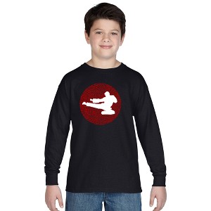 LA Pop Art Boy's Word Art Long Sleeve -Types of Martial Arts - 1 of 4