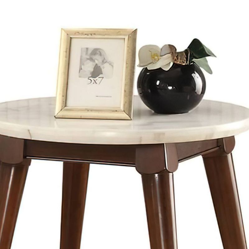 24&#34; Gasha Accent Table White Marble Top/Walnut - Acme Furniture, 3 of 7