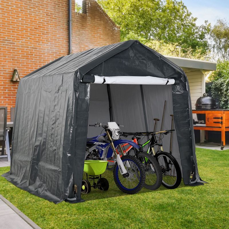 Aoodor 6 X 6 FT Heavy Duty Storage Shelter, Portable Shed Carport with Roll-up Zipper Door ,Waterproof and UV Resistant, 2 of 9
