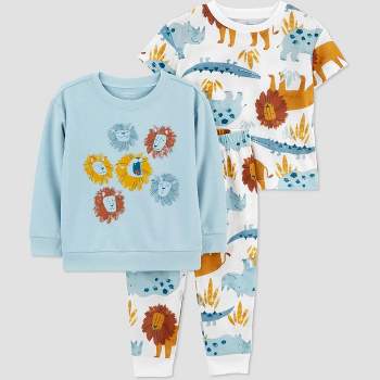 Carter's Just One You® Toddler Boys' Lion Printed Pajama Set - Brown/Blue/White