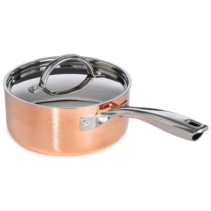 BergHOFF Vintage Tri-Ply Copper Stainless Steel Cookware Set With Stainless Steel Lids, Gold, 3 of 11