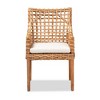 bali & pari Saoka Wood and Rattan Armchair Natural Brown/White: Polyester Upholstered, No Assembly Required - 2 of 4