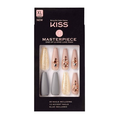 Kiss Masterpiece Luxe Manicure Fake Nails - Extravagant - 30ct : Target