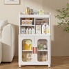 VECELO Storage Cabinet, Bathroom Storage Cabinet with Wheels & Doors, Narrow Organizer with Open Shelves for Small Space or Kitchen, White - 3 of 4