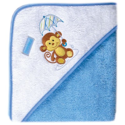 Luvable Friends Baby Boy Cotton Hooded Towel, Blue, One Size