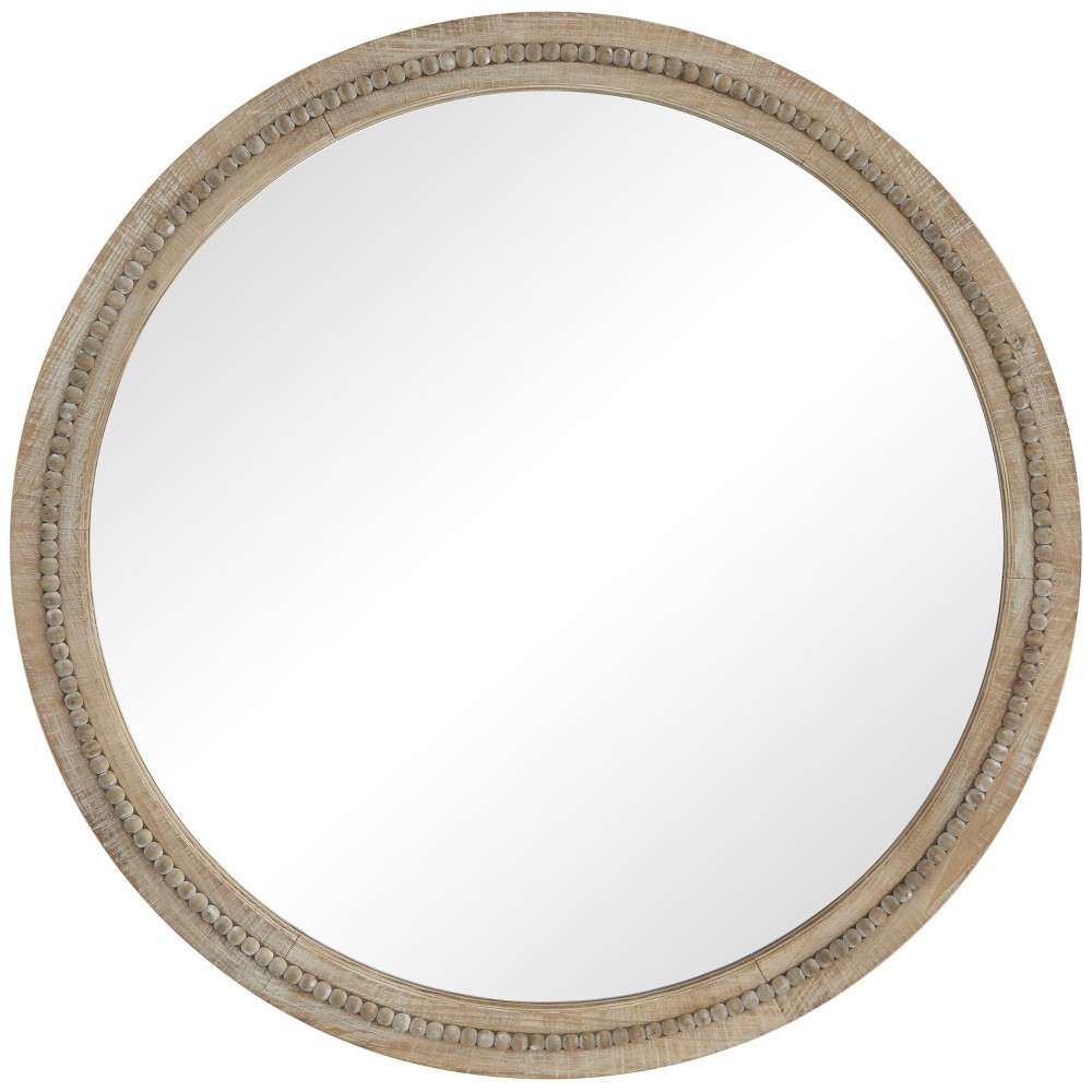 Photos - Wall Mirror Olivia & May Wood Distressed Room  with Beaded Detailing Brown