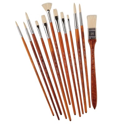 KINGART PRO Oil & Acrylic Bristle Brush Set 12 pc