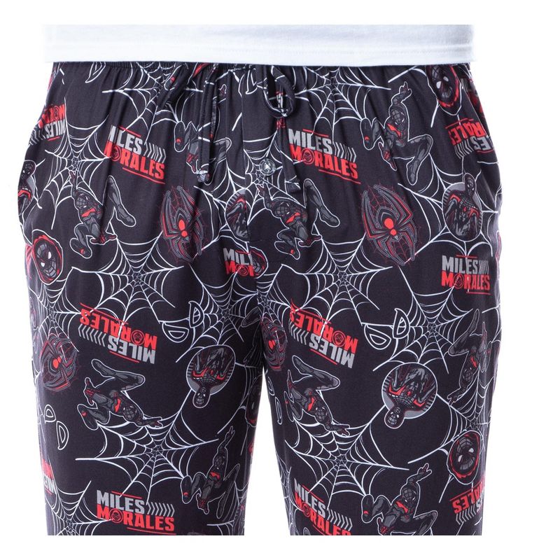 Marvel Comics Miles Morales Spiderman Web Mens' Sleep Lounge Pajama Pants Black, 3 of 5