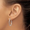 Black Bow Jewelry 2mm x 25mm 14k White Gold Satin & Diamond-Cut Round Hoop Earrings - 3 of 4