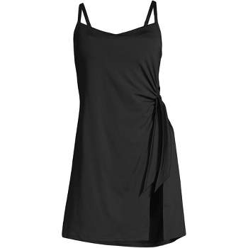 Lands' End Women's Upf 50 Tummy Control Polka Dot Surplice Swim Dress -  Black 3x : Target