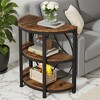 Lirago Brown Half-Round 3-Tier Side Table or End Table Rustic Wood and Black Metal Frame for Storage and Decor 25.98"H - 3 of 4