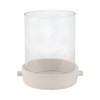Pillar Candle Holder - Pottery & Glass Hurricane Lantern - Casual Home Decor for Living Room, Bedroom, Office - Modern Minimalist Accent - 13" White - 4 of 4