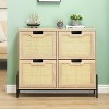 Shoe Cabinet Narrow, Rattan Shoe Storage with Flip Doors for 20-22 Pairs, Adjustable Shelves, Metal Feet, 100x24x88cm Entryway Organizer for Hallway - 2 of 4