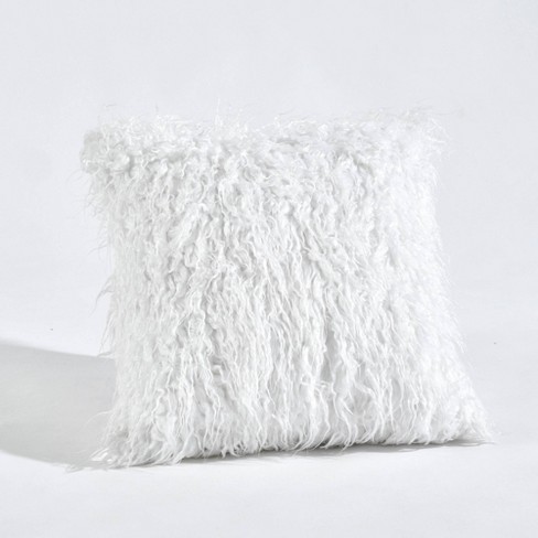 White fur throw clearance pillows