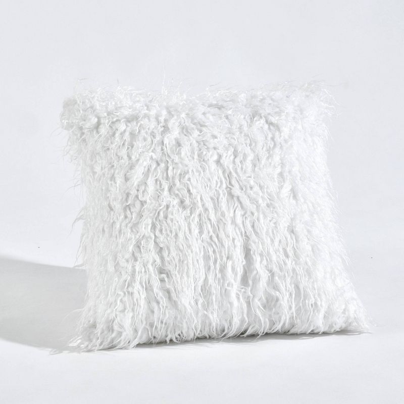 Luca Faux Fur Square Throw Pillow White - Lush D&#233;cor, 1 of 7