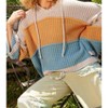 Women's V-neck Hooded Color Block Pullover Sweater - POL - 4 of 4