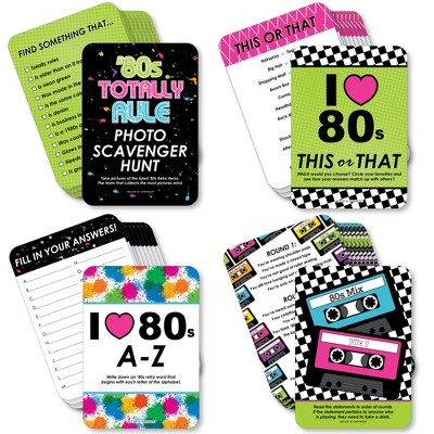 Big Dot of Happiness 80’s Retro - 4 Totally 1980s Party Games - 10 Cards Each - Gamerific Bundle