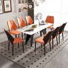 Hooseng 79" Dining Table for 6-8 People, Modern White Rectangular Kitchen Table with Marble Tabletop, Modern Long Dining Room Tables with 8 Chairs - 2 of 4
