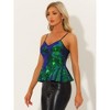 INSPIRE CHIC Women's Spaghetti Strap V Neck Sparkle Ruffles Peplum Camisoles - 4 of 4