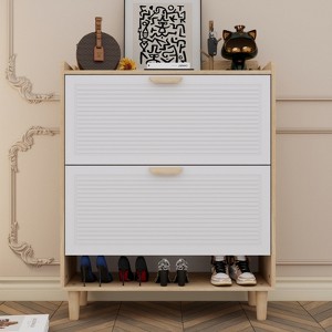 ALEXOUN 31.5 Inch Shoe Storage Cabinet with 2 Flip Drawers - Modern Freestanding Entryway Organizer for Apartments, Hallways & Small Spaces - 1 of 4