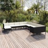 vidaXL Garden Lounge Set Patio Sectional Sofa Couch Outdoor Poly Rattan Black - 2 of 4