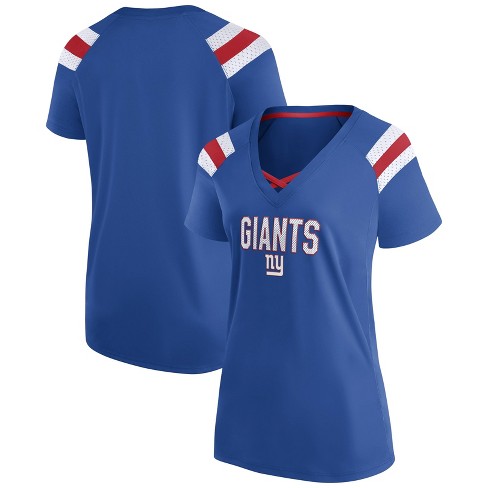 Nfl New York Giants Women's Authentic Mesh Short Sleeve Lace Up V