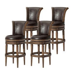 Maven Lane Pullman Upholstered Kitchen Stool with Vegan Leather Cushion Seat, Set of 4 - 1 of 4