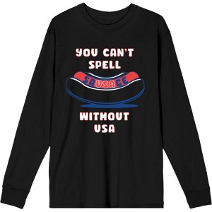 Americana You Can't Spell Sausage Without USA Crew Neck Long Sleeve Adult Tee - 1 of 2