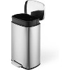 50L/13.2 Gallon Stainless Steel Trash Can, Smudge-Resistant, Silent Lid, Durable Pedal & Inner Bucket, Satin Nickel, 19.1"x14.5"x25.2", Silver - 2 of 4