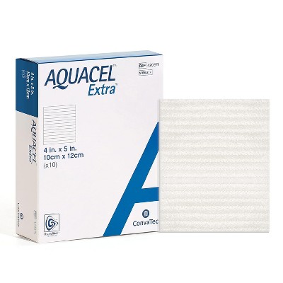 ConvaTec AQUACEL Extra Hydrofiber Dressings for Moderate to Highly Exuding Wounds, Non-Woven Two-Dimensional Strengthening Fibers, Multiple Sizes