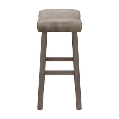 Rustic Gray Backless Saddle Wood Counter Stool