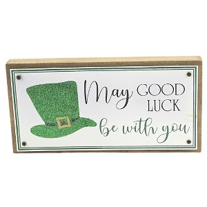 Saint Patricks 4.0 Inch Irish Wooden Sign Luck Glittered Tabletop Signs - 1 of 3