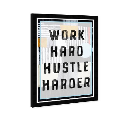 Hatcher and Ethan 13" x 19" Work Hard Hustle Harder Framed Wall Art Black: Inspirational Modern Typography, Plastic Frame