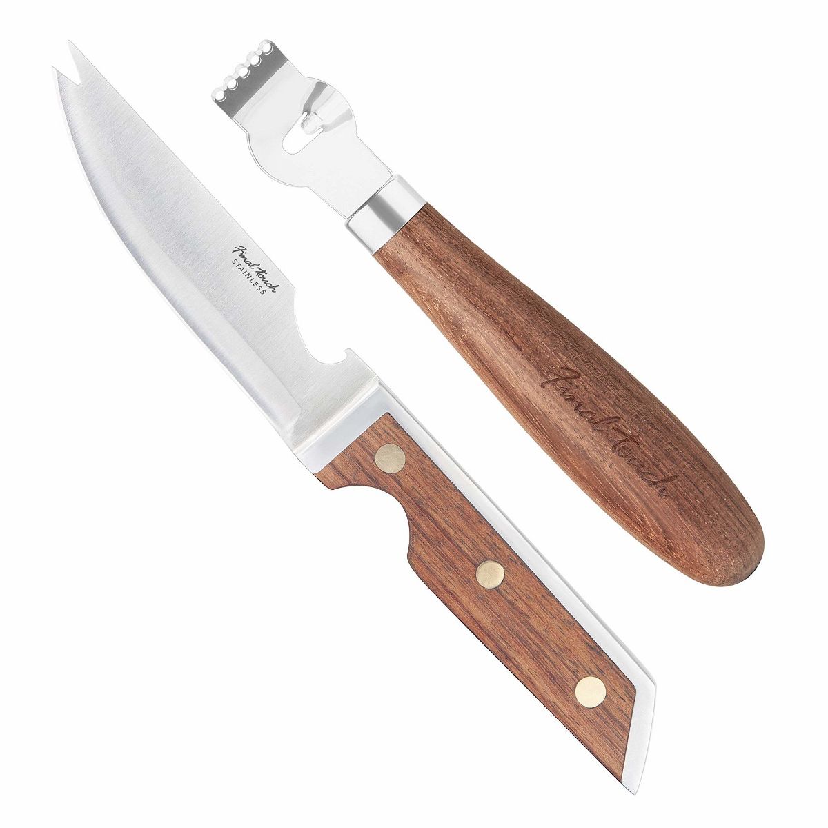 Final Touch Bar Knife & Zester Set - Multi-Function Design for Effortless Cocktail Prep - Adjacent Edge Handle, Stainless Steel Blade, Bottle Opener
