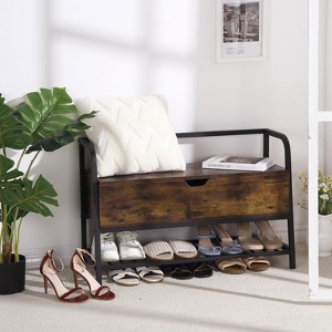 GustoWave Shoe Bench, Lift Top Shoe Storage Bench, Entryway Bench, Metal and Wood Shoe Rack Organizer for Entry, Bedroom, Closet, Living Room - 1 of 4