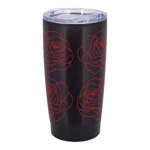 Elanze Designs Simple Rose Flower Outline in Red Wrap-Around Design 20 Ounce Stainless Steel On-The-Go Coffee Mug, Thermal Travel Tumbler with Leak - 1 of 4