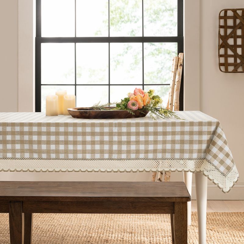 Kate Aurora Country Farmhouse Plaid Buffalo Check Stain & Spill Proof Fabric Tablecloths, 2 of 5