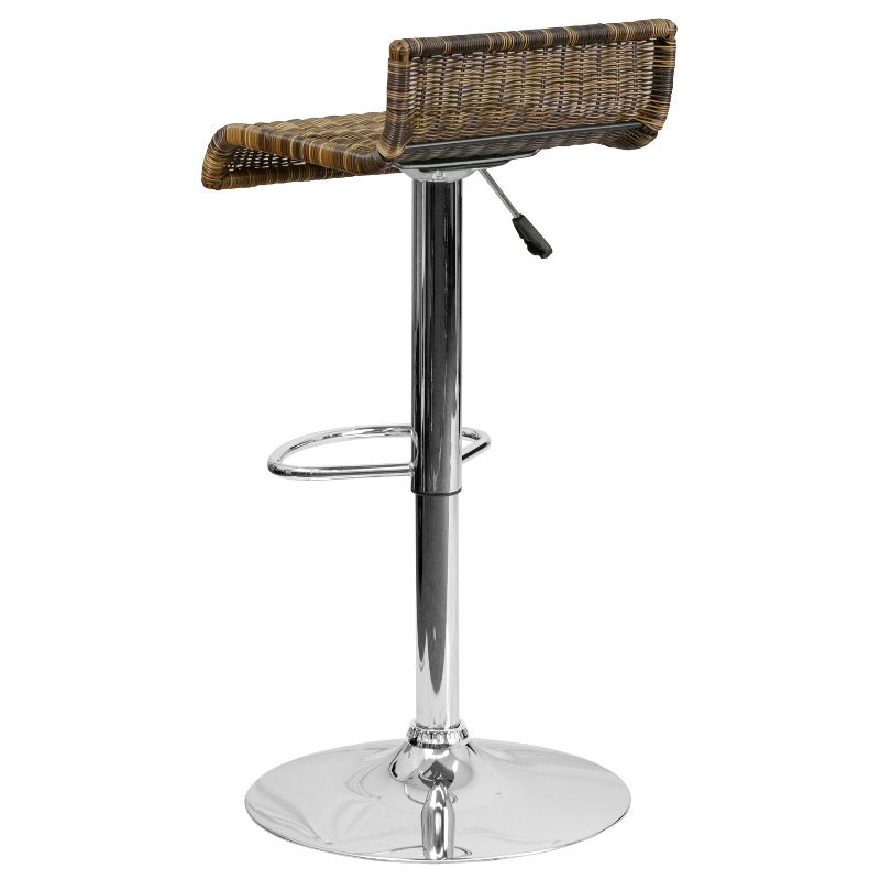 Flash Furniture Contemporary Wicker Adjustable Height Barstool with Waterfall Seat and Chrome Base, 3 of 6