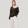 Anna-Kaci Active Women's Long Sleeve V-Neck Pullover Top with Relaxed Fit and Drop Shoulder Design - 2 of 4