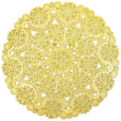 Juvale 60-Pack Round Gold 10" Medallion Paper Lace Doilies for Art Craft Party Table Decor