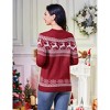 Women's Christmas Reindeer Pattern Crew Neck Sweater - Long Sleeve Festive Knit Jumper - 4 of 4