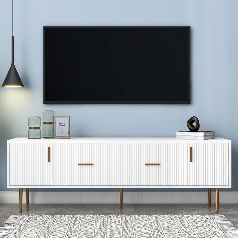 Modern TV Stand for TVs up to 75'' with 5 Champagne Legs-ModernLuxe, 2 of 13