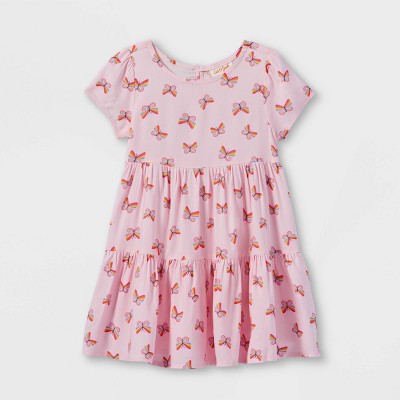 Image of Toddler Girls' Tiered Short Sleeve Dress - Cat & Jack™ Light Pink 2T