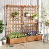 Tangkula 72" Tall Large Raised Garden Bed w/ Lattice Trellis Hanging Roof Drainage Holes Elevated Wooden Planter Box - 3 of 4