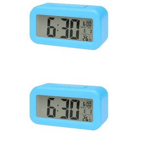 REGALWOVEN 2 Pcs Plastic Battery Powered Digital Temperature Alarm Clock 5.5 x 2.8 x 1.8 Inches - 1 of 4