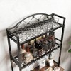 Hachikiko Freestanding Industrial Wood & Metal Wine Rack with 3-Tier Storage, Wine Glass Holder & 20-Bottle Capacity - Multifunctional Tall Wine Stand - 2 of 4