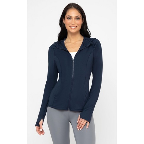 Yogalicious - Women's Slim Fit Hooded Track Jacket - Black - Small