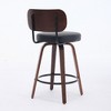 CLIHOME Set of 2 Swivel Bar Stools, 26" Upholstered Faux Leather Counter Height Barstools with Walnut Back & Bentwood Legs - 3 of 4