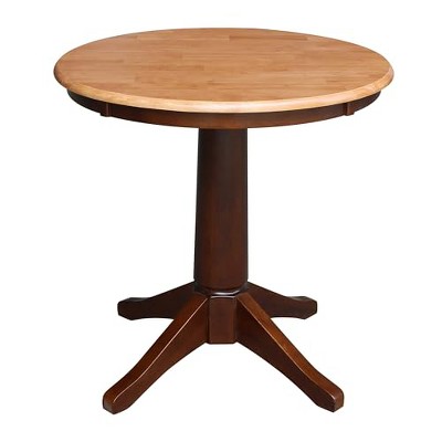 30" Round Cinnamon and Espresso Wood Pedestal Dining Table